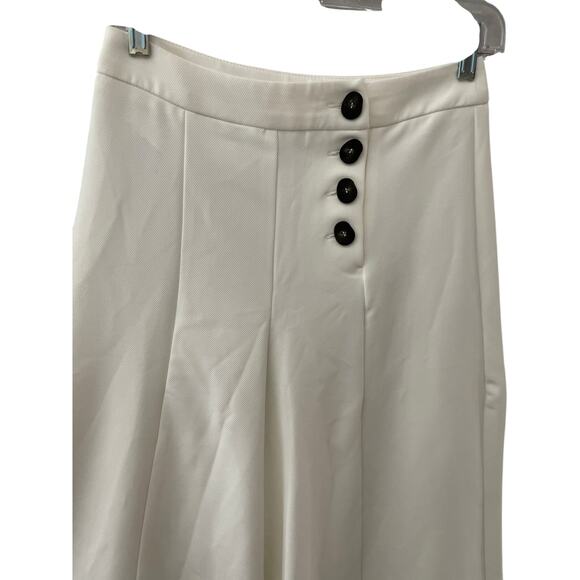 Mango Casual Stretch Wide Leg High-Rise Cropped Sailor Trousers in White Size XS - Picture 8 of 8